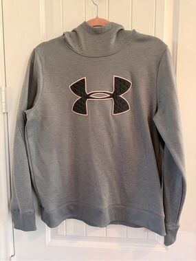Under Armour Light Gray Hoodie with Black and Pink Logo